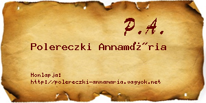 Polereczki Annamária névjegykártya